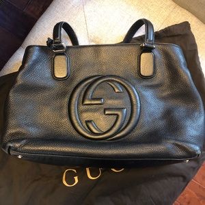 Black leather Gucci Tote